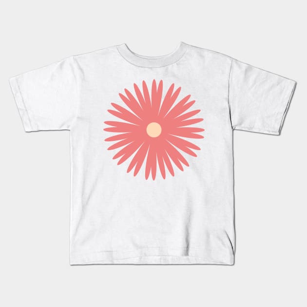 Flower 1, Minimalist Abstract Floral in Coral and Cream Kids T-Shirt by tramasdesign